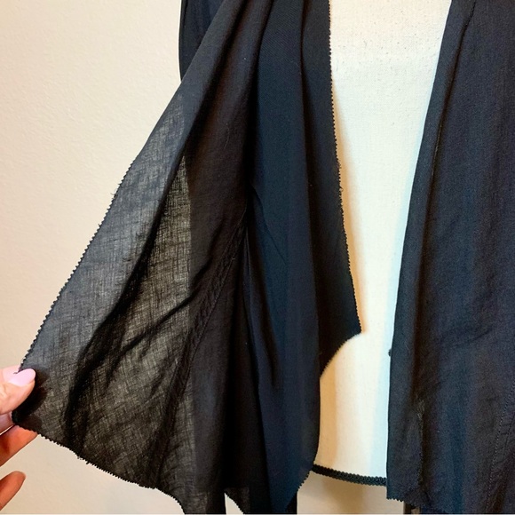 Pure DKNY Open Waterfall Front Drapey Linen Jacket Black Size Medium - Picture 5 of 16